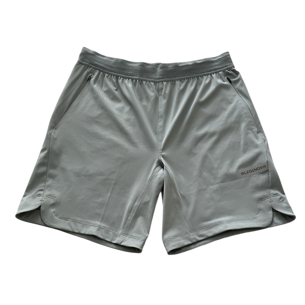 Legends men’s Size Medium Grey‎ athletic shorts with zipper pockets.
